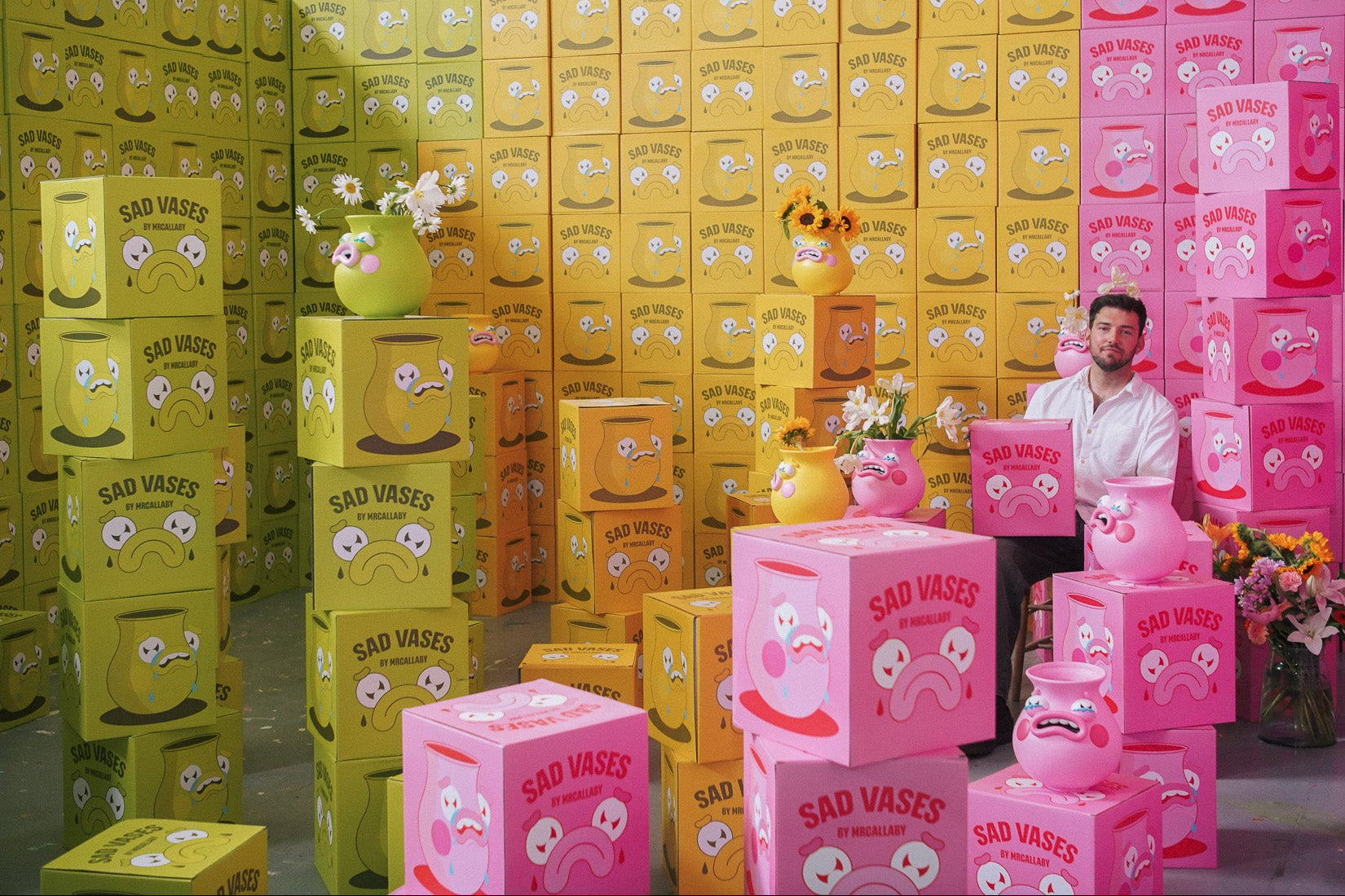 Artist Mr Callaby with his Sad Vases